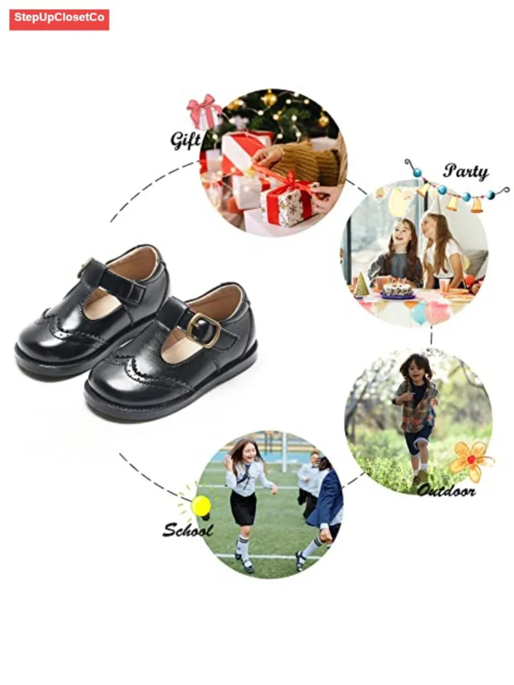 Toddler Little Girl Mary Jane Dress Shoes Ballet Flats Hook Loop